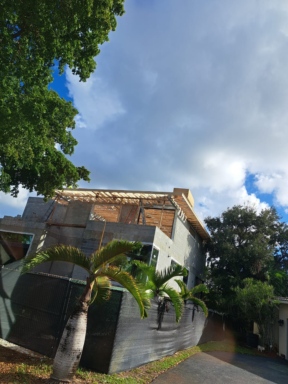 Two-story concrete block home under construction in South Florida